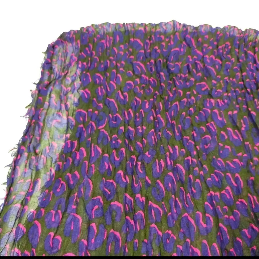 Auth Louis Vuitton Stephan Spouse Ltd Edition Violet Leopard Cashmere Silk Shawl